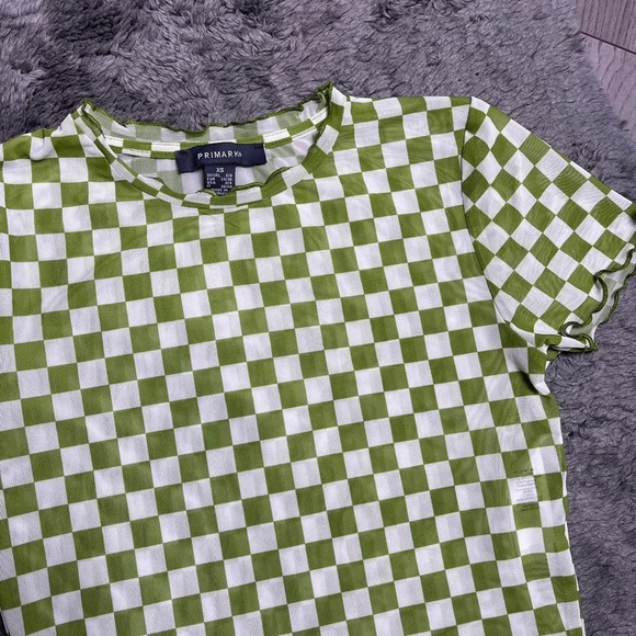 Primark mesh checkered crop top size 6/8 - Picture 2 of 2